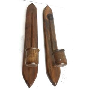 Vintage Ardco ot Homco Wooden Wall Candle Holders Sconces 14.5" Japan